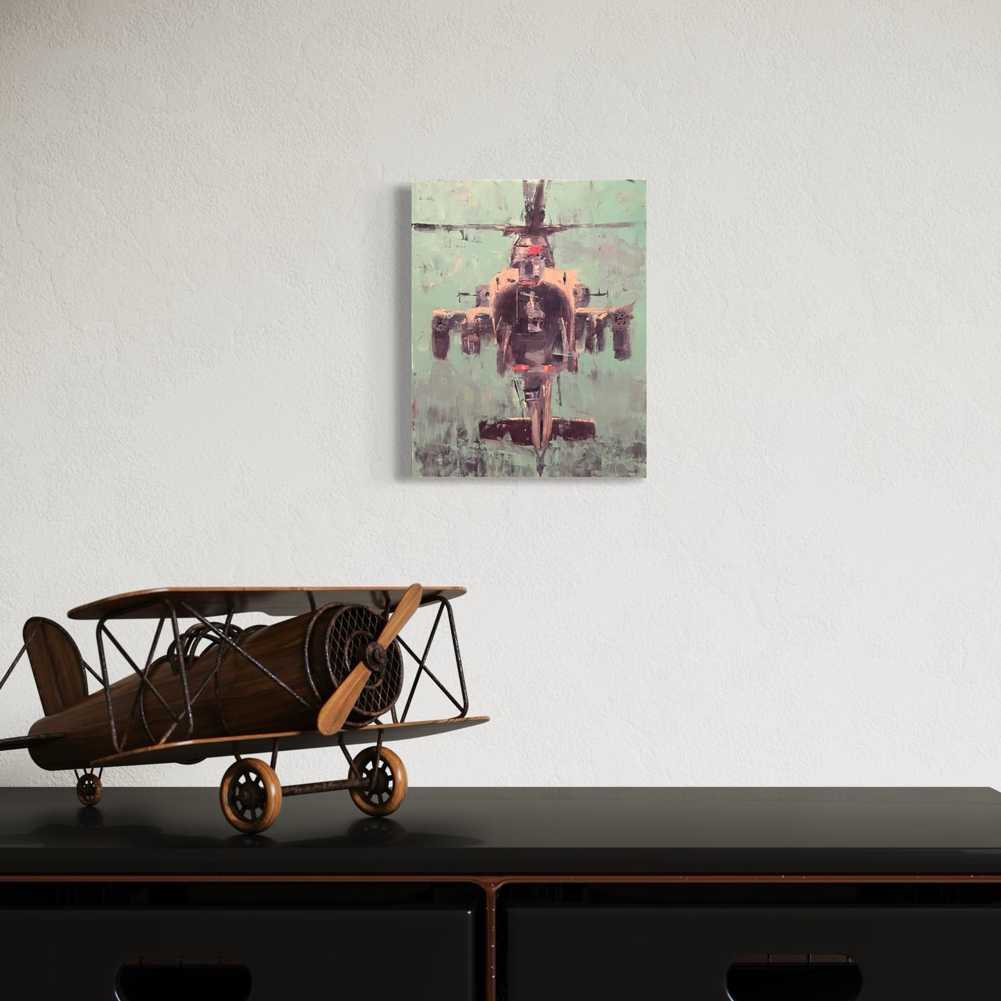 AH-64 Apache Hellfire Hello Original Oil Painting 2