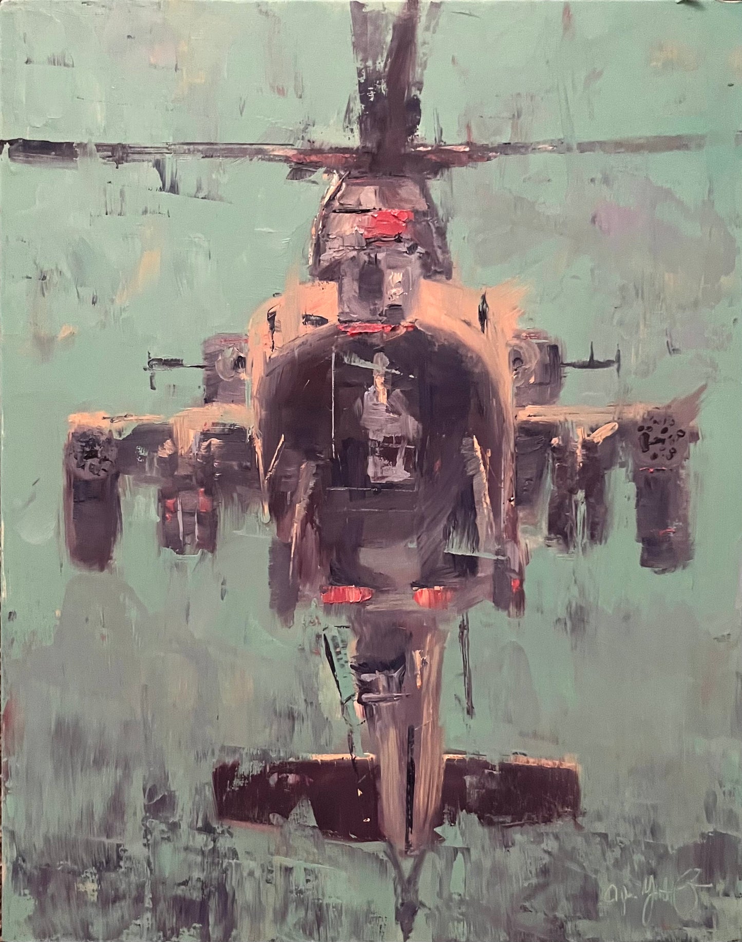 AH-64 Apache Hellfire Hello Original Oil Painting 3