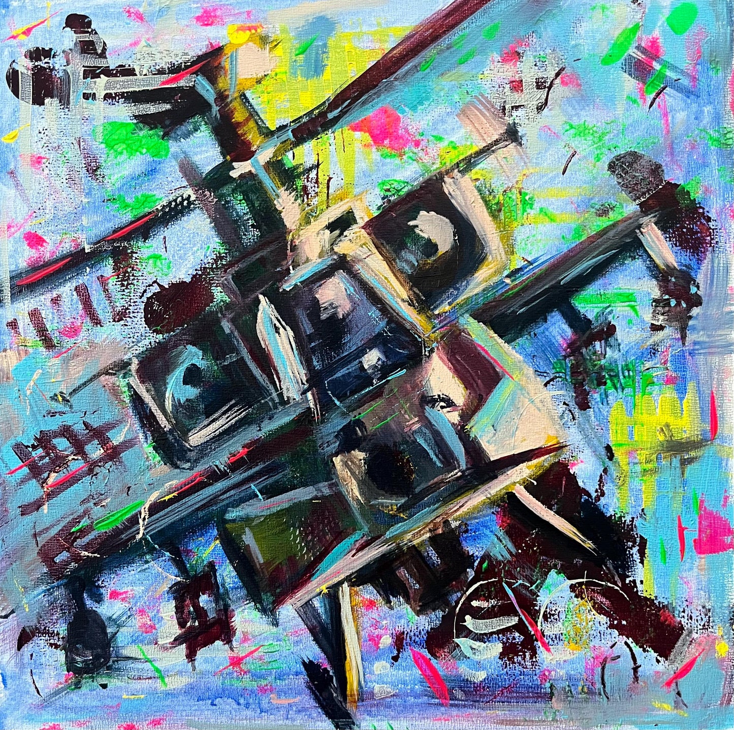 Abstract AH-64 Apache Original Acrylic Painting 2