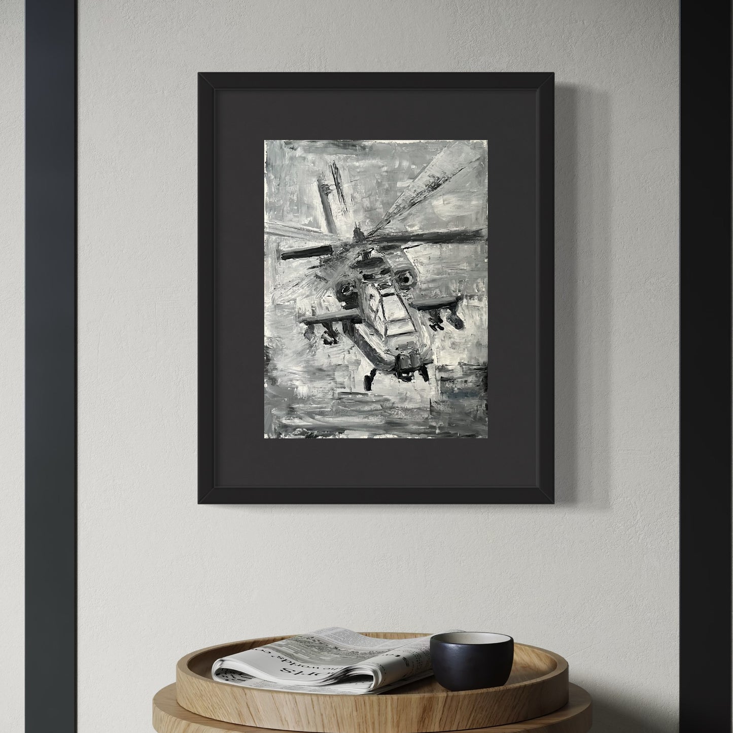 Apache Helicopter Palette Knife Print – Military Aviation Wall Art 1
