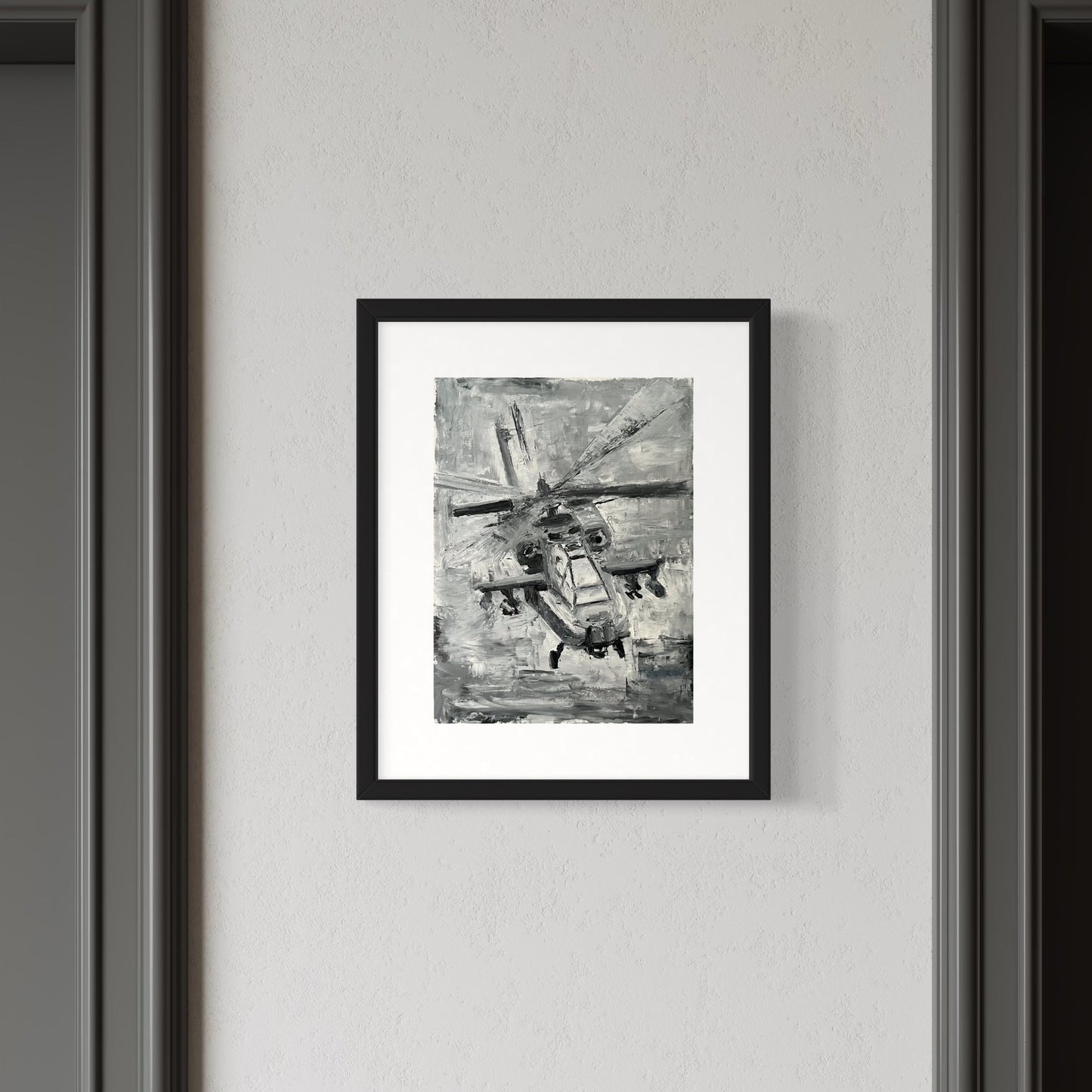 Apache Helicopter Palette Knife Print – Military Aviation Wall Art 3
