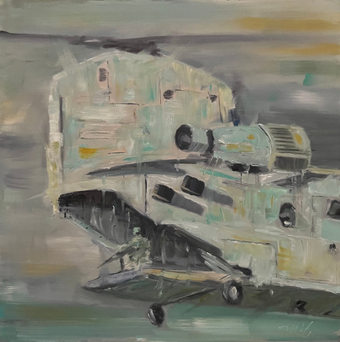 CH-47 Chinook Tail Gunner Original Oil Painting 1