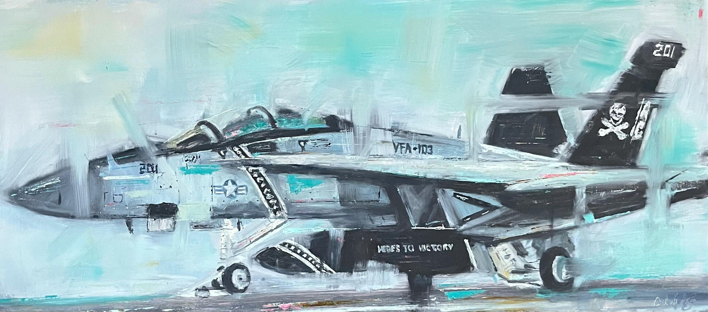Jolly Roger F-18 Original Oil Painting 2