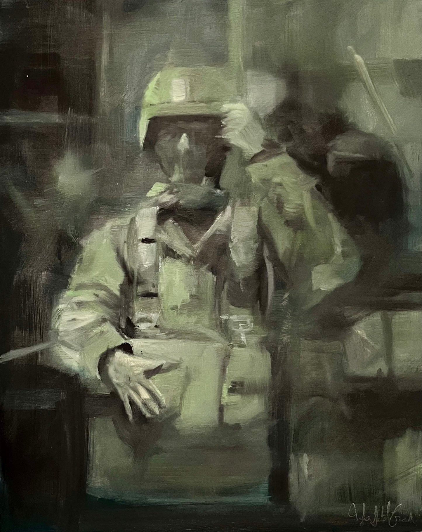 Airborne Night Jump Original Oil Painting 3
