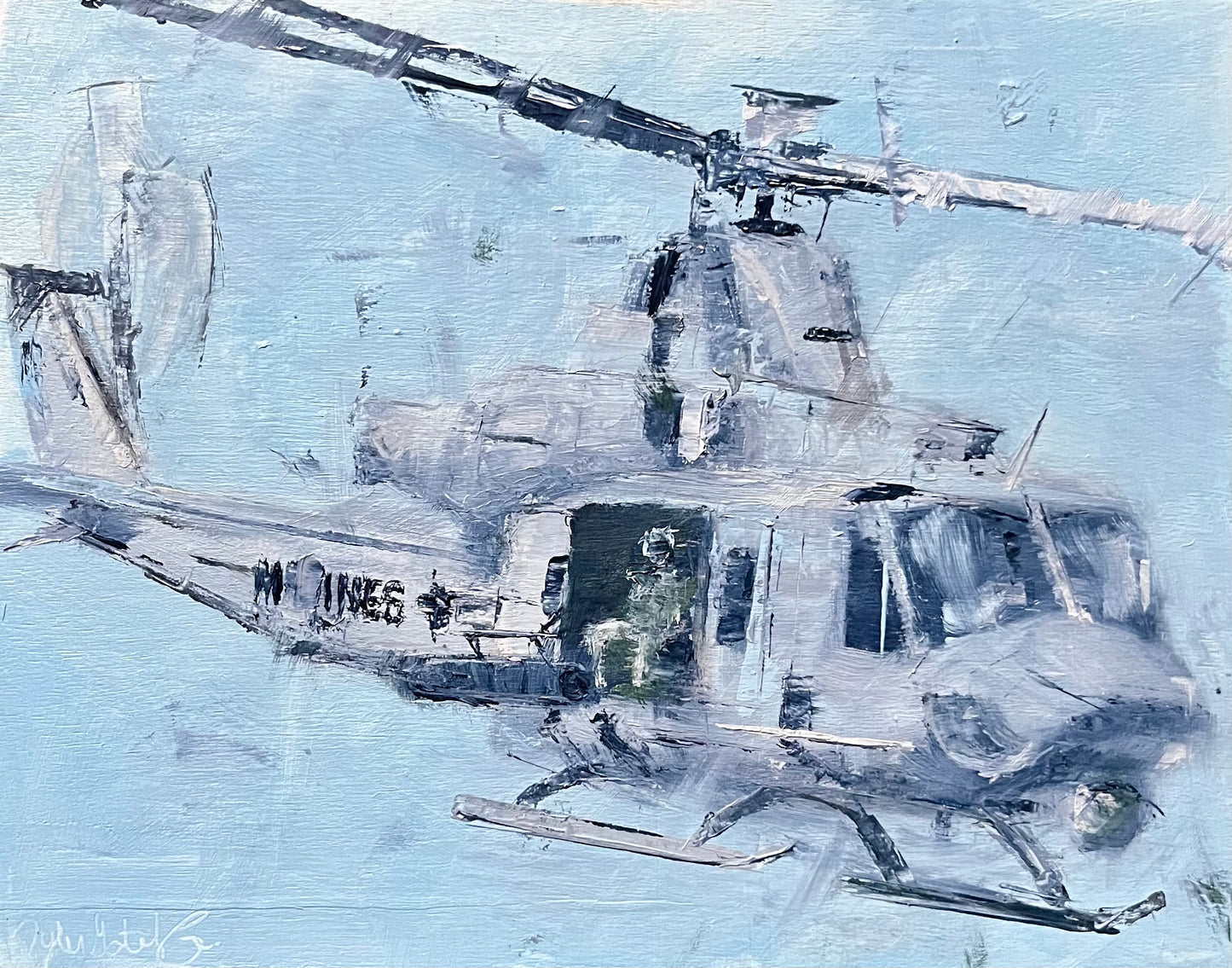 Venom Huey UH-1 Huey Original Oil Painting 2