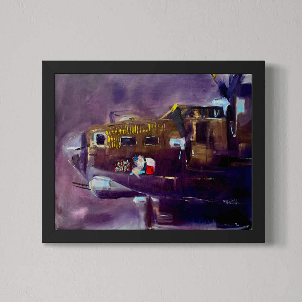 B-17 Flying Fortress Bomber Oil Painting – Original WWII Aviation Art on Canvas