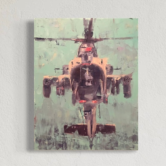 AH-64 Apache Hellfire Hello Original Oil Painting 1