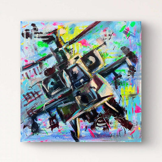 Abstract AH-64 Apache Original Acrylic Painting 1