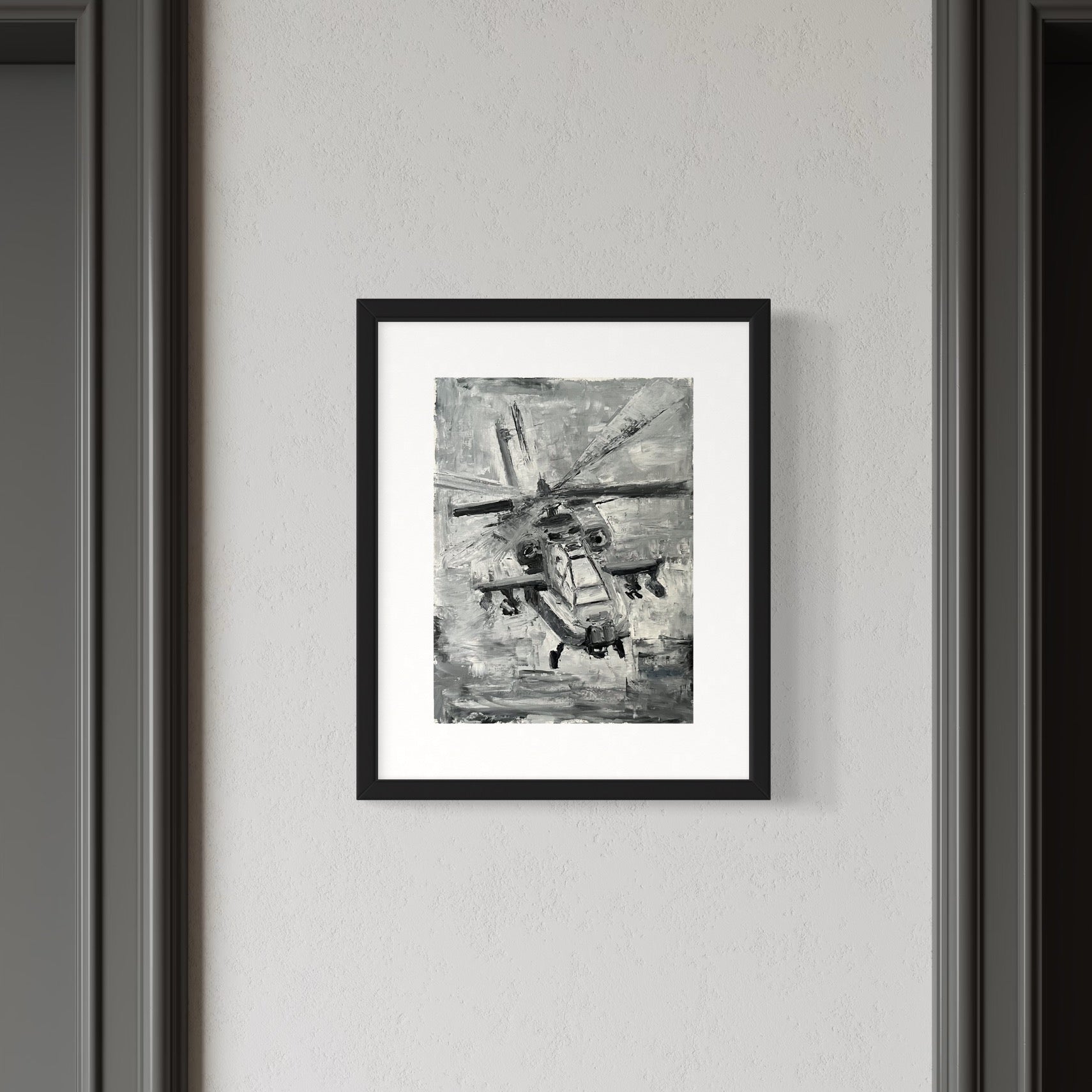 Apache Helicopter Palette Knife Print – Military Aviation Wall Art 3