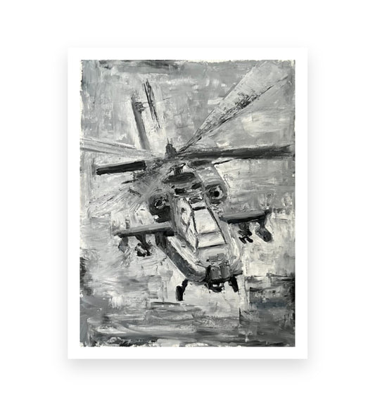 Apache Helicopter Palette Knife Print – Military Aviation Wall Art 4