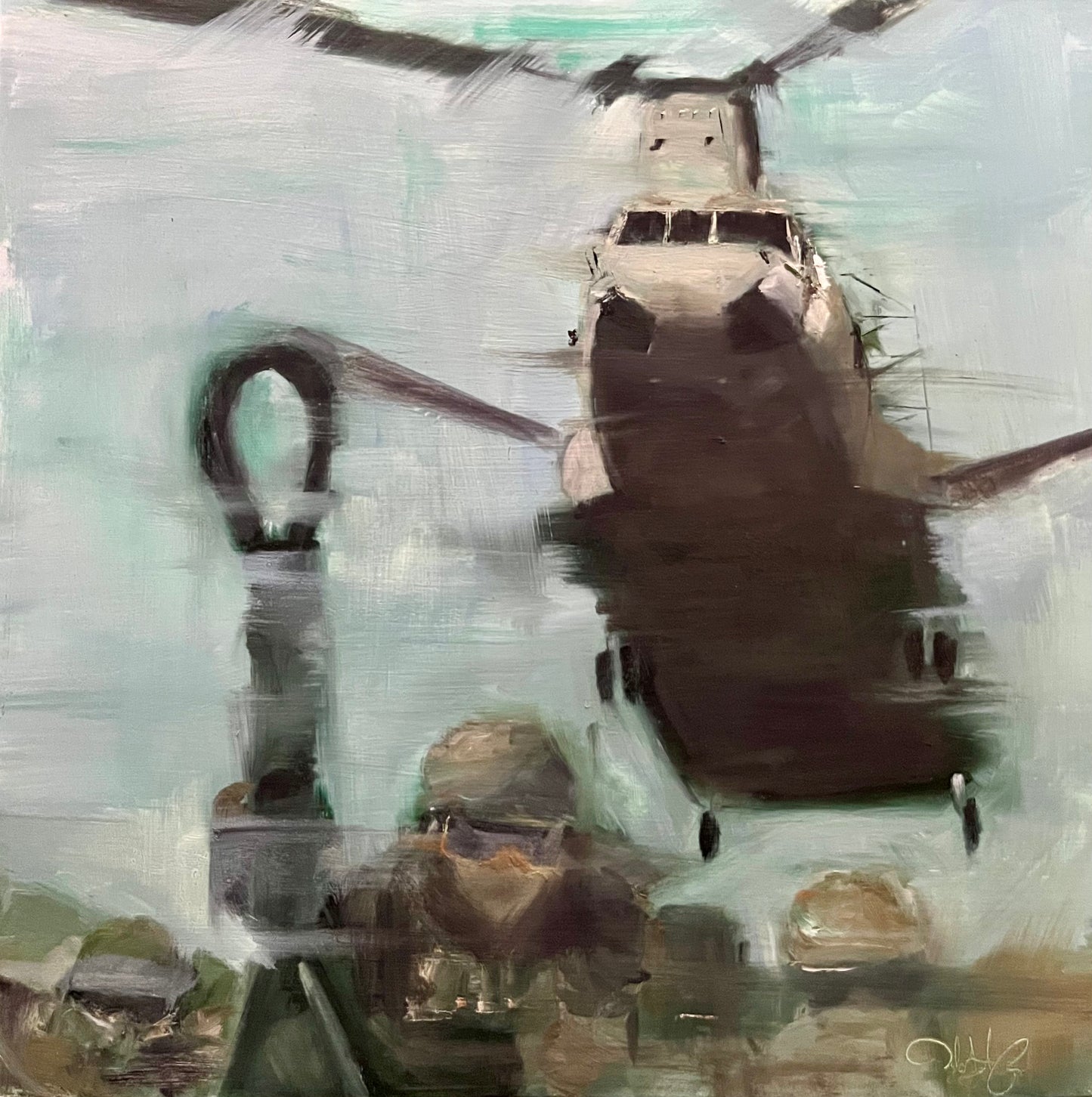 Big Windy CH-47 Chinook Original Oil Painting 4
