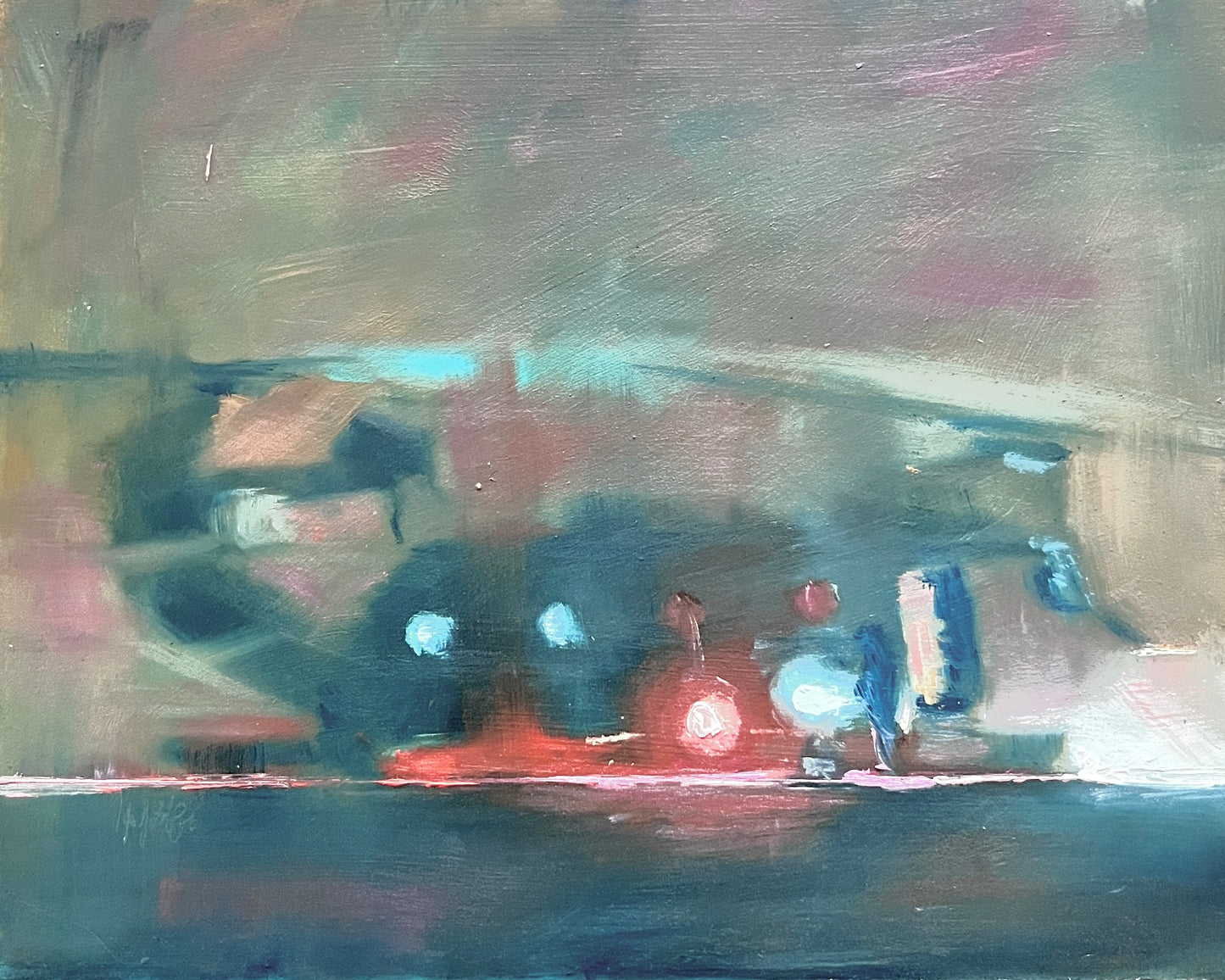 Chinook at Night – Abstract Military Aviation Painting Inspired by Iraq Deployment