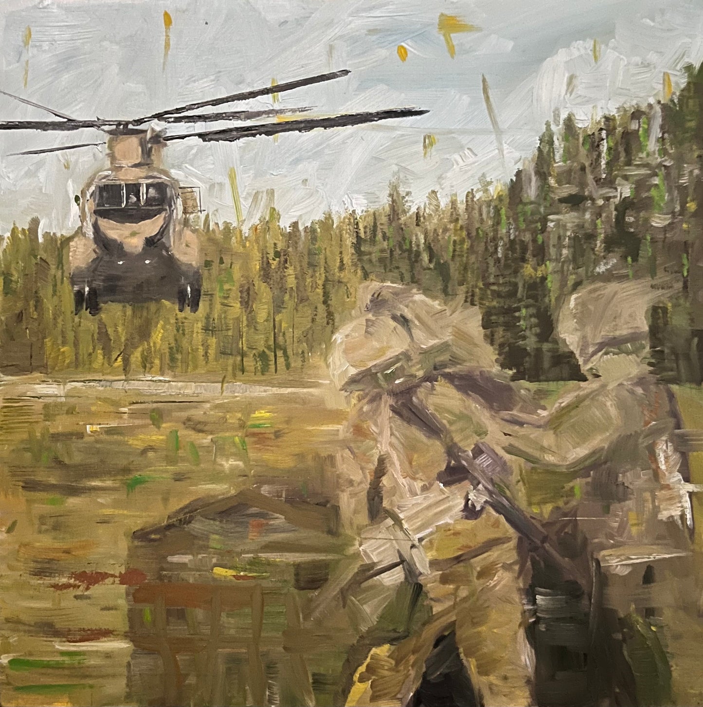 CH-47 Chinook Hooker Sling Load Original Oil Painting 4