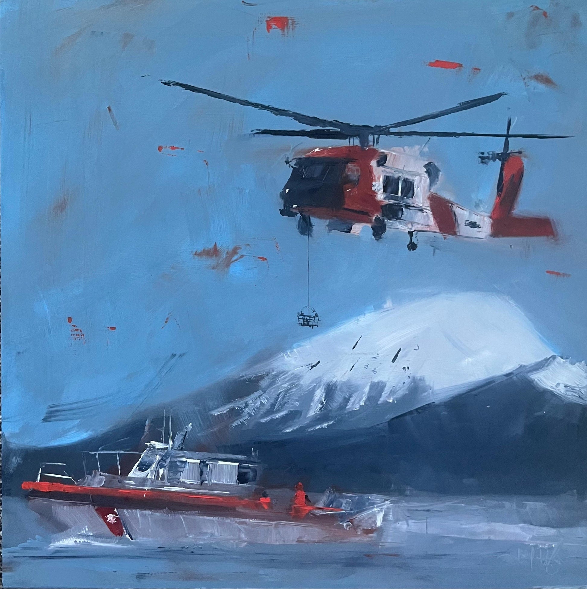 Coast Guard Hoist Original Oil Painting 2