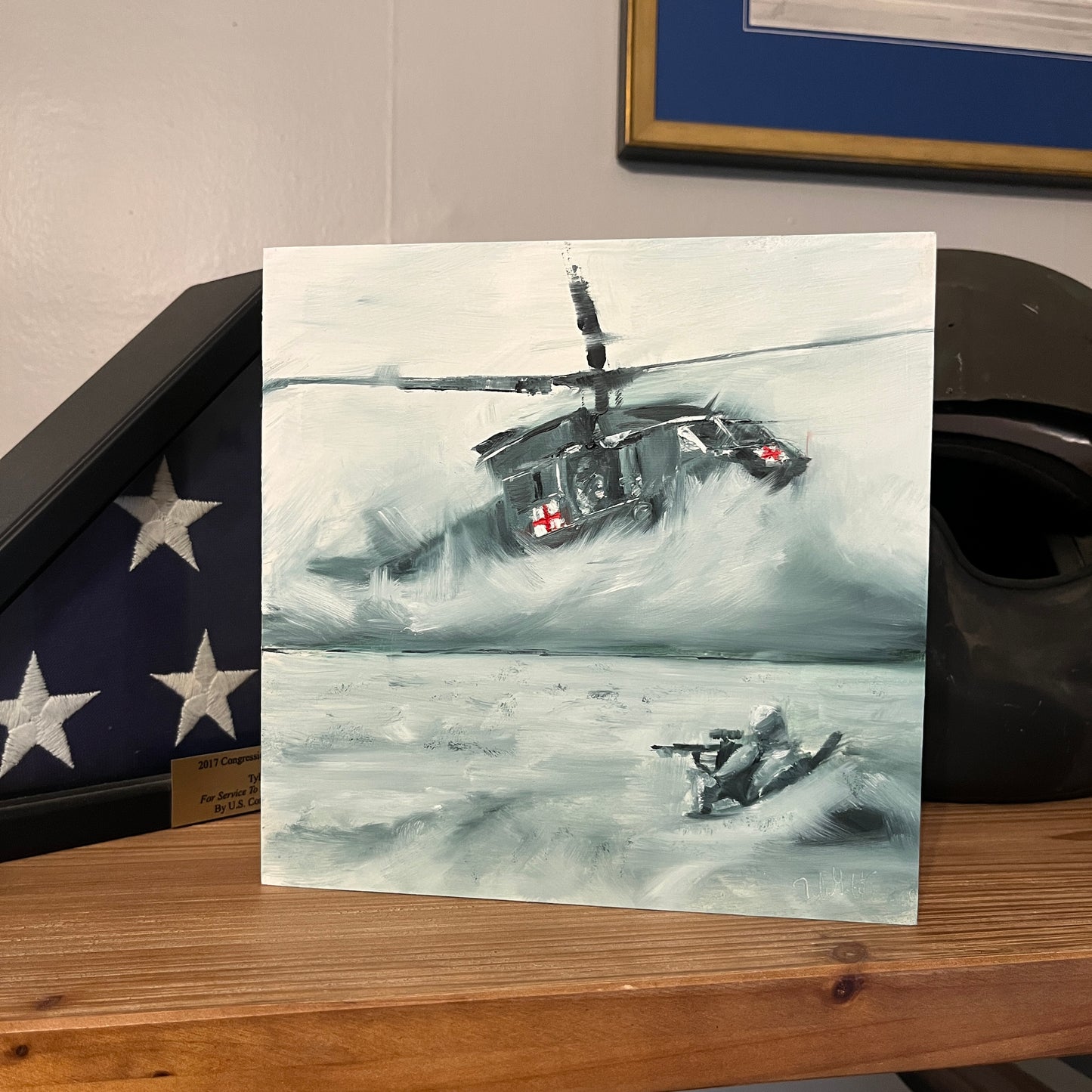 Sandstorm Guardian – UH-60 Black Hawk Dustoff Landing Painting