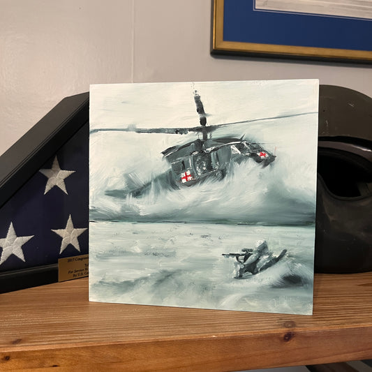 Sandstorm Guardian – UH-60 Black Hawk Dustoff Landing Painting