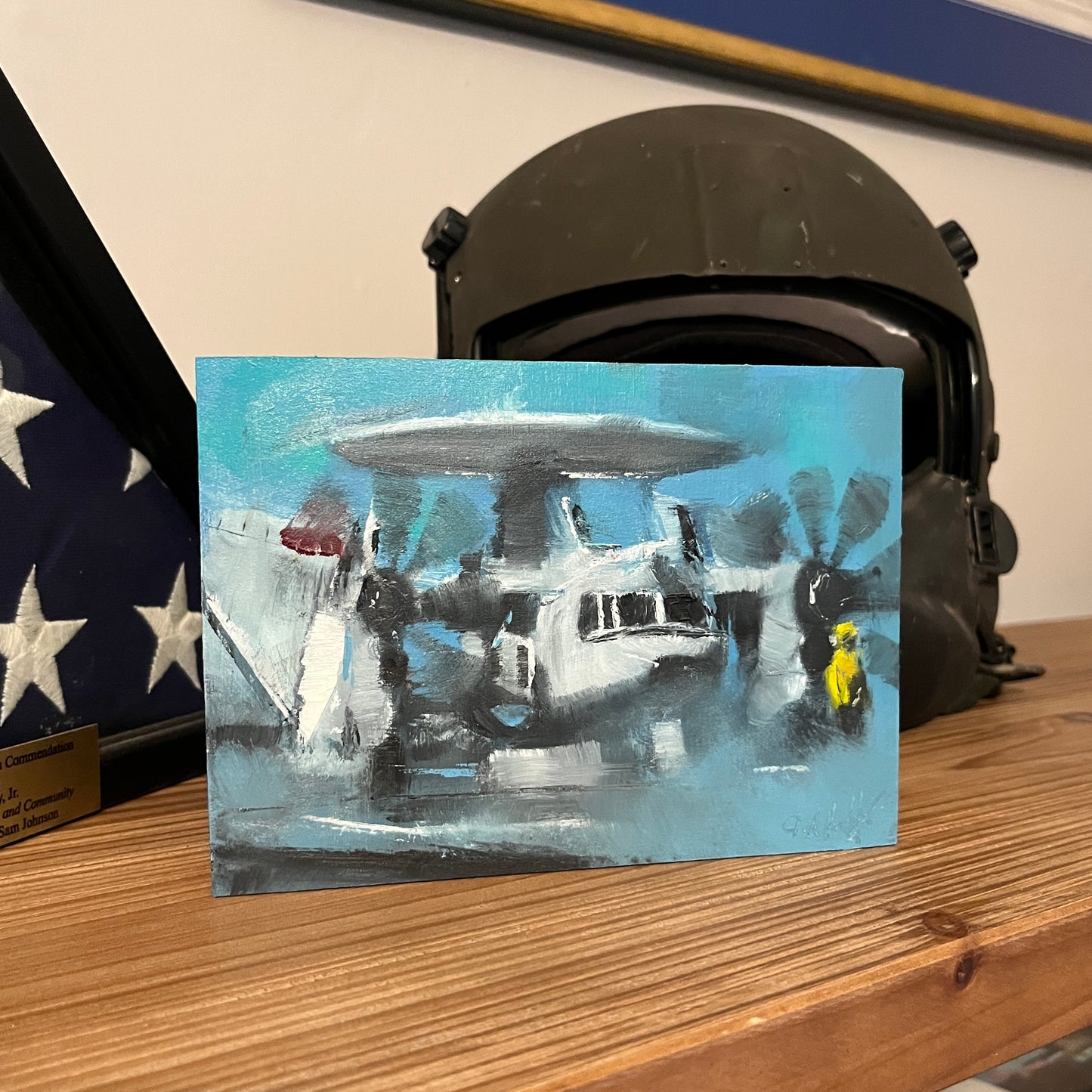 E-2 Hawkeye on Deck - Wings Folded Pre-Launch Aviation Art