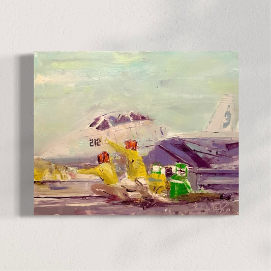 F-14 Tomcat Launch Authority Original Oil Painting 1