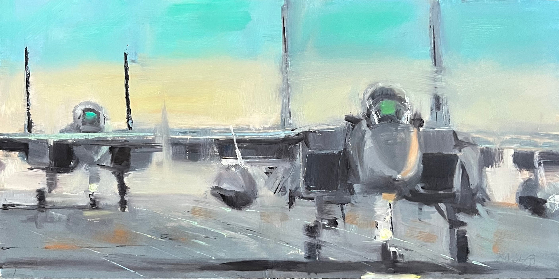 F-15 Eagle Double Trouble Original Oil Painting 2