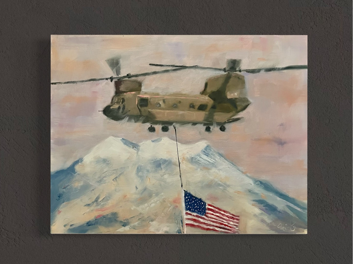 Hookin Old Glory Chinook Painting