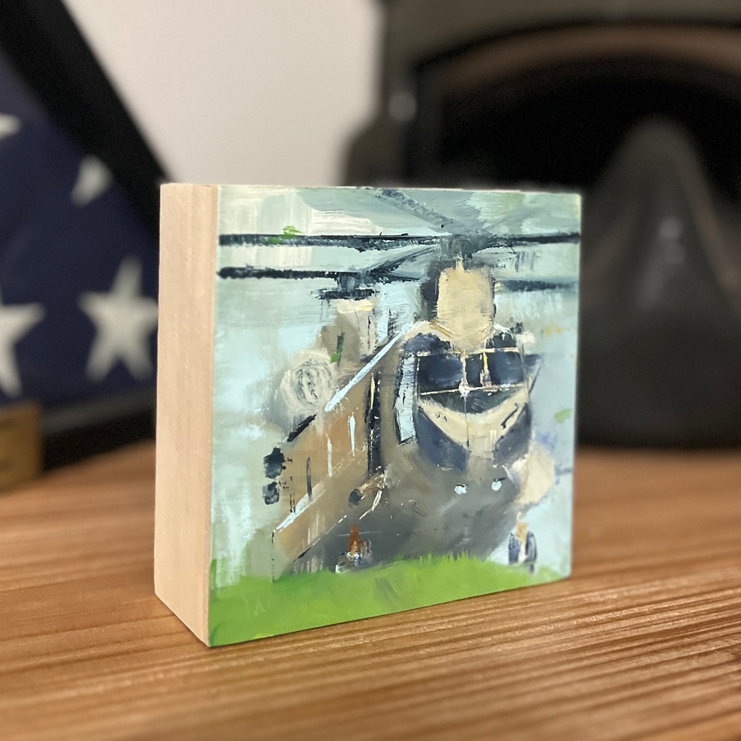 CH-47 Chinook Original Oil Painting – Modern Military Helicopter Art, Army Aviation Wall Decor