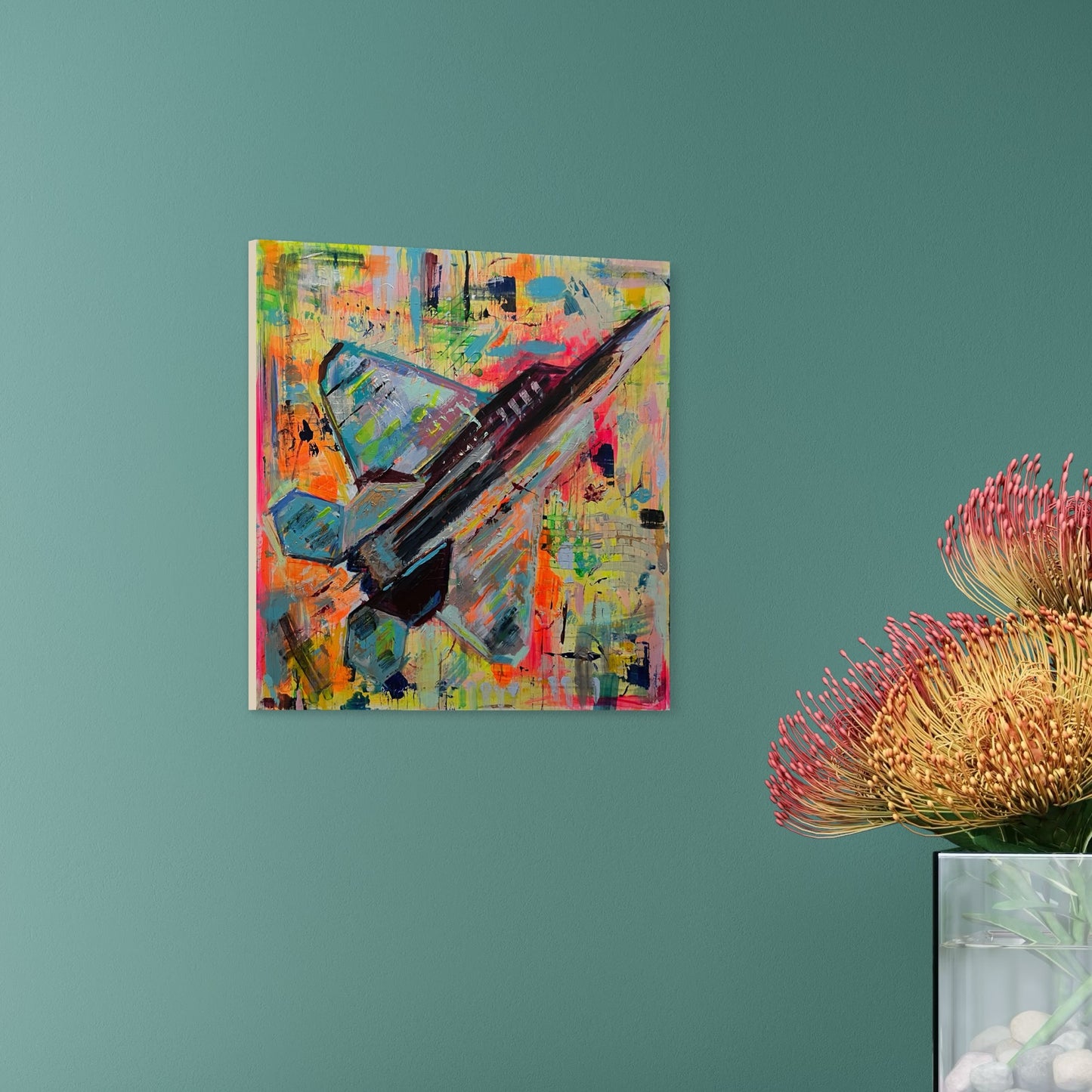 Neon Raptor F-22 Original Abstract Painting 2