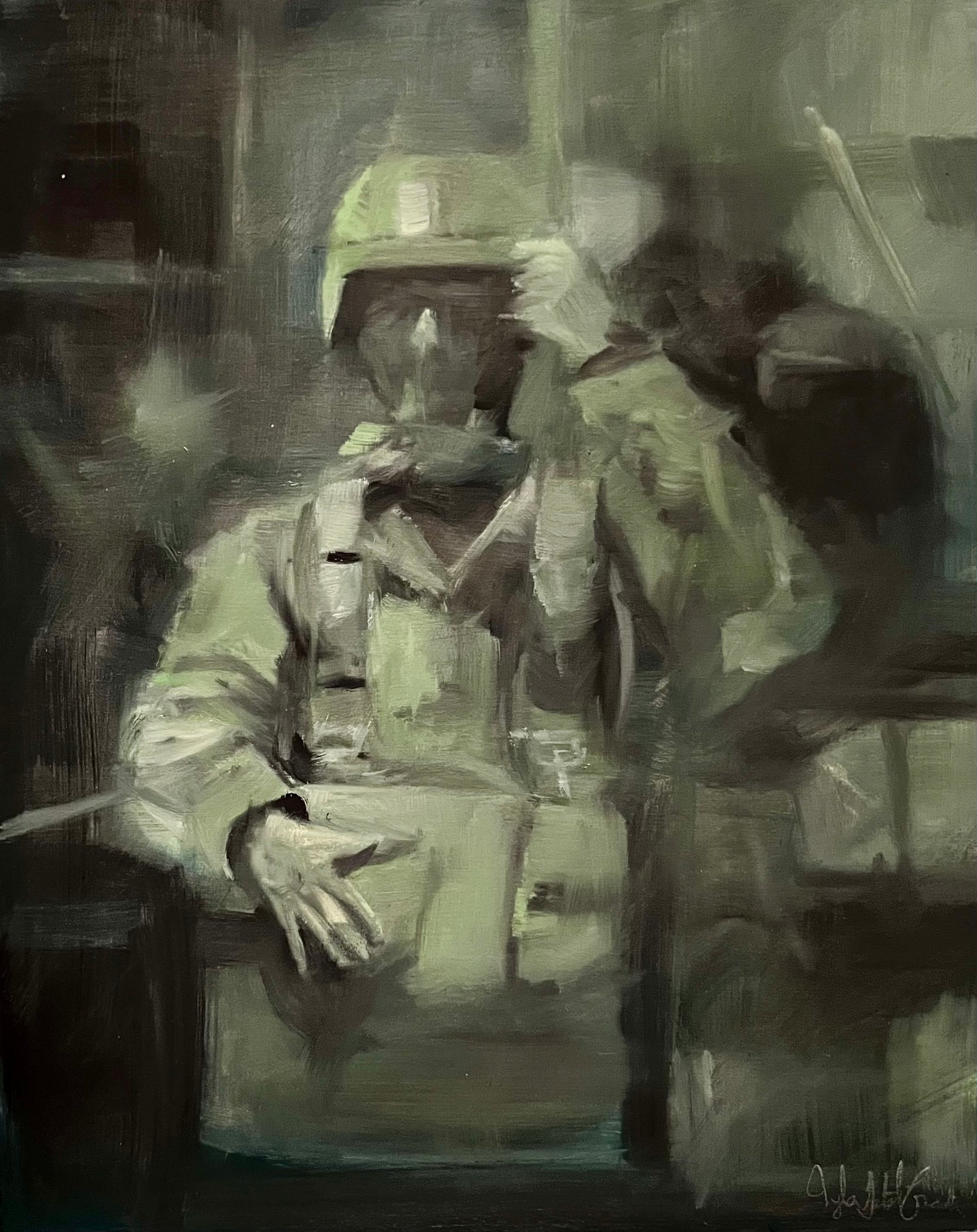 Airborne Night Jump Original Oil Painting 3