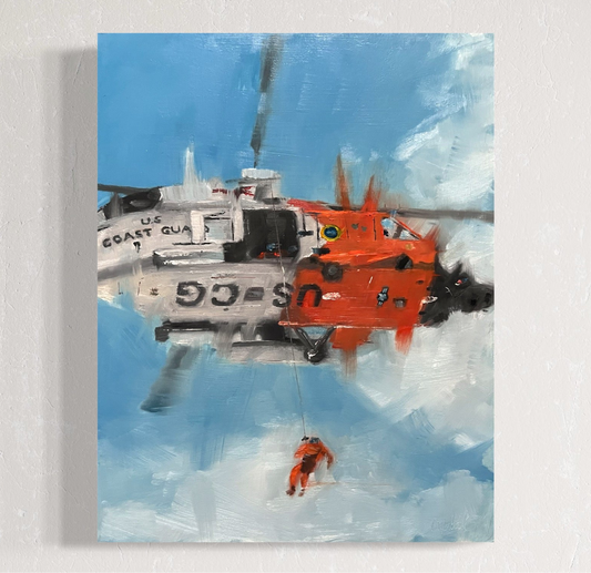 Original Coast Guard UH-60 Jayhawk Rescue Oil Painting 4