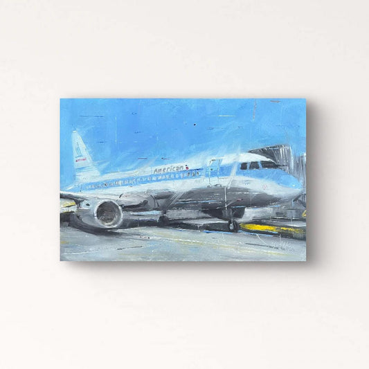Retro American Airlines A319 Original Oil Painting 1