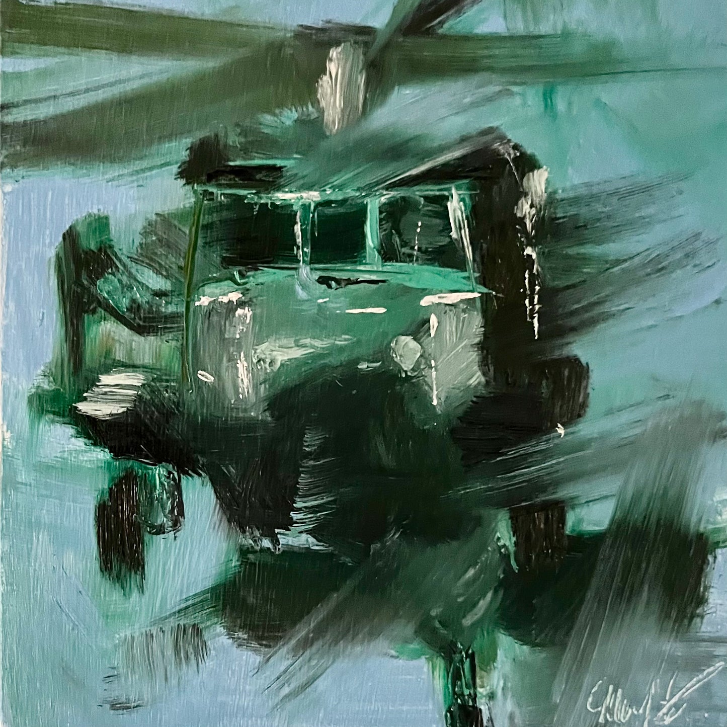 UH-60 Black Hawk Mini Original Oil Painting 1
