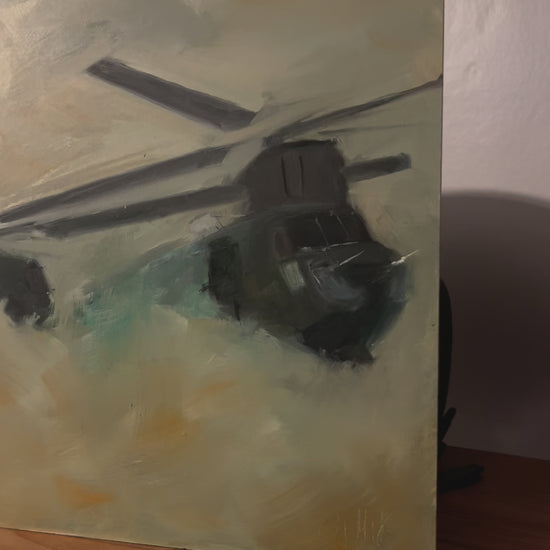 Ch-47 chinook dust landing painting