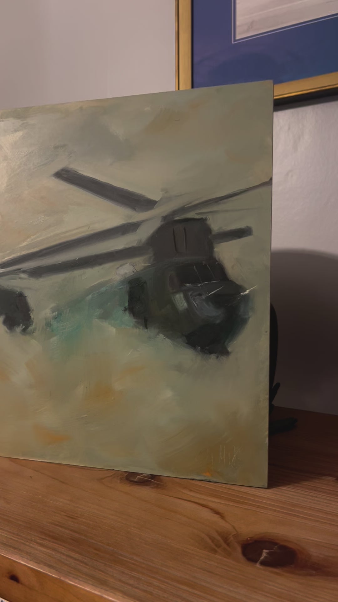 Ch-47 chinook dust landing painting