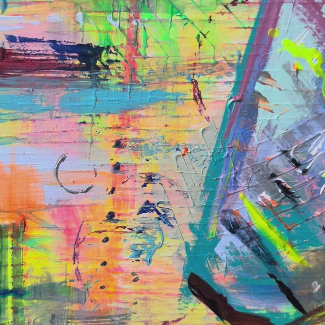 Neon Raptor F-22 Original Abstract Painting 4