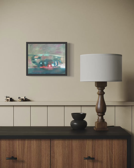 Chinook at Night – Abstract Military Aviation Painting Inspired by Iraq Deployment